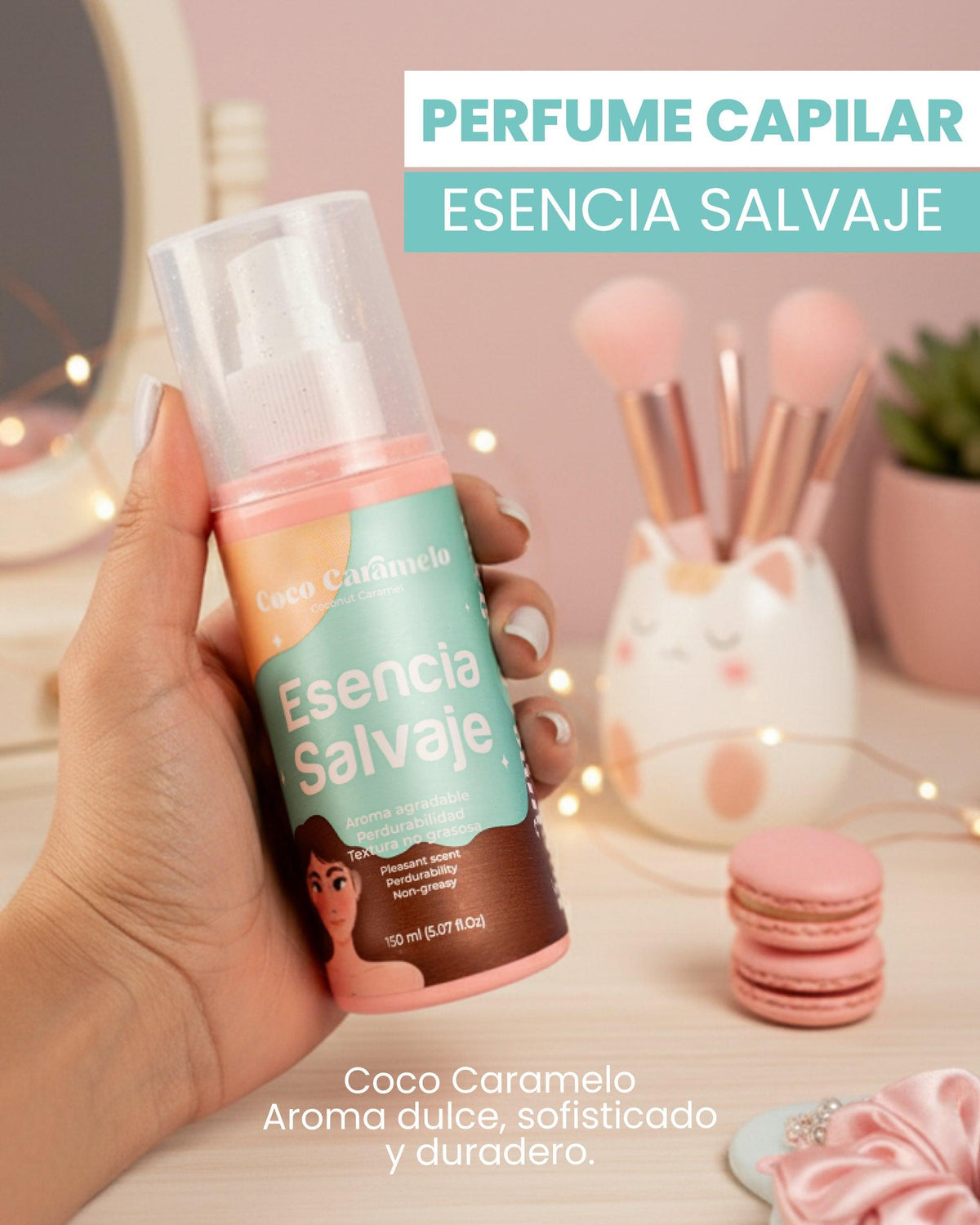 Perfume Capilar Coco Caramelo Esencia Salvaje – foto 3
