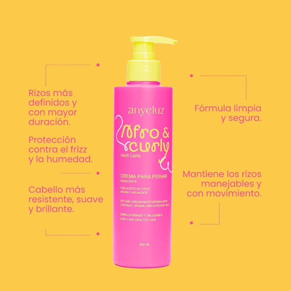 Crema de Peinar Afro y Curly Hidratante 300 ml Anyeluz – foto 3