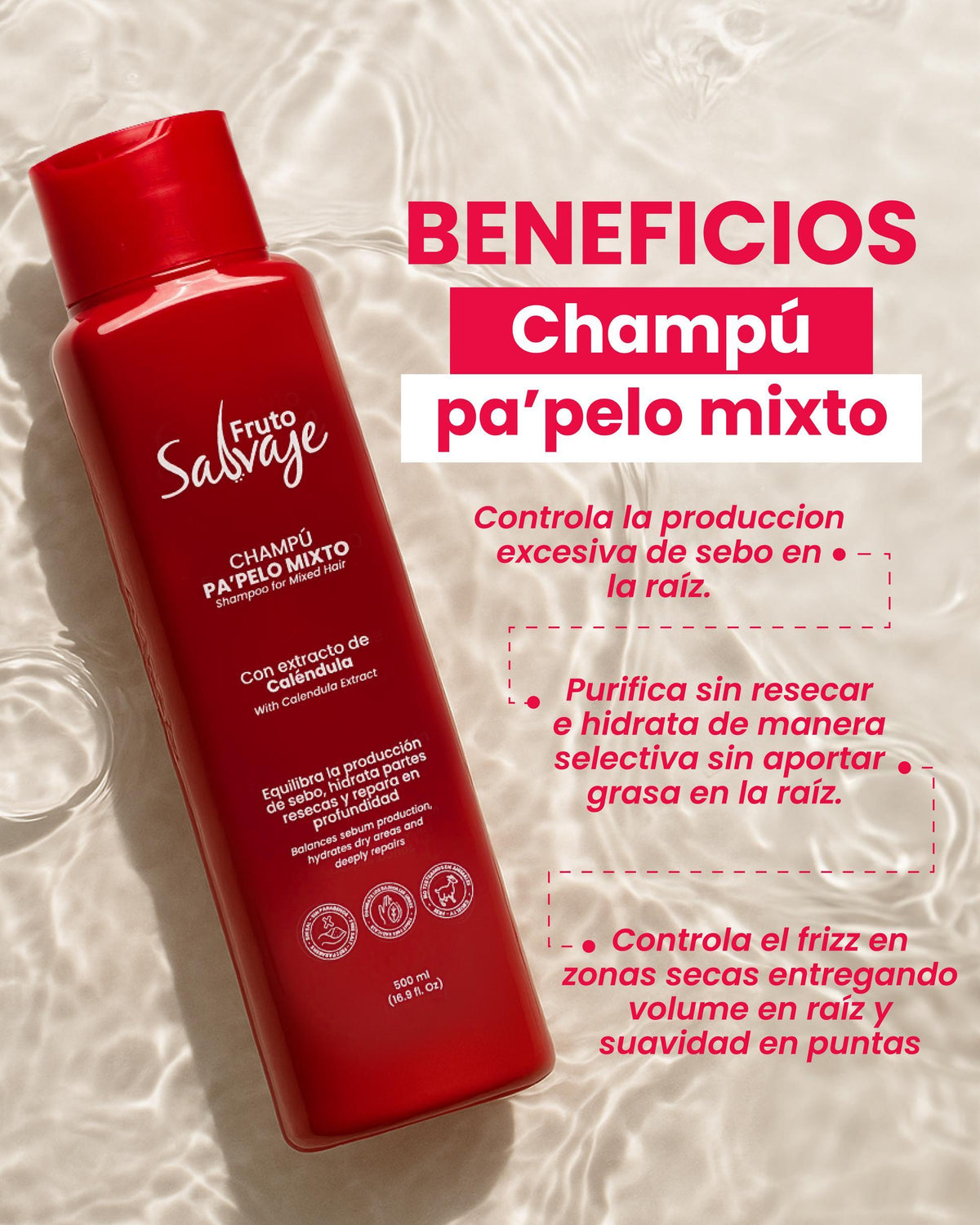 Shampoo Cabello Mixto Camelia Silvestre 500ml Fruto Salvaje – foto 3