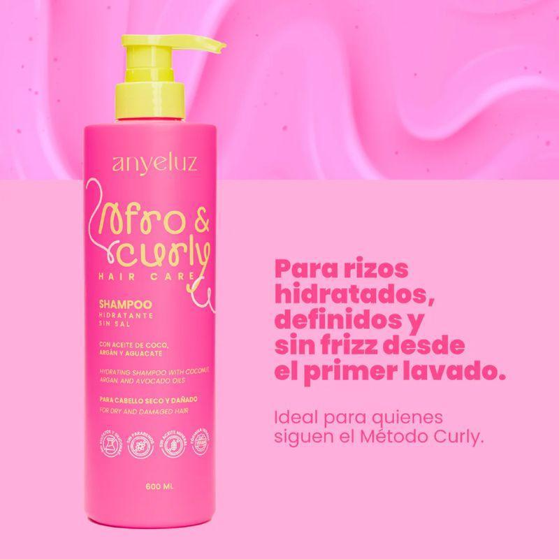 Shampoo Afro y Curly Hidratante 600ml Anyeluz – foto 2