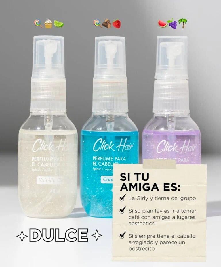 Kit Mini Perfumes Dulces 40ml x3 Click Hair
