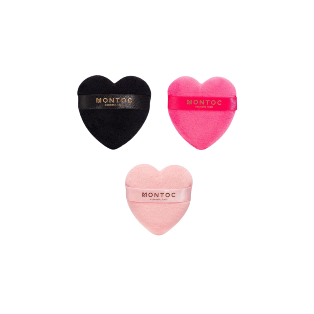 Make Up Sponge Borla Corazón Black, Pink y Rose Red Montoc