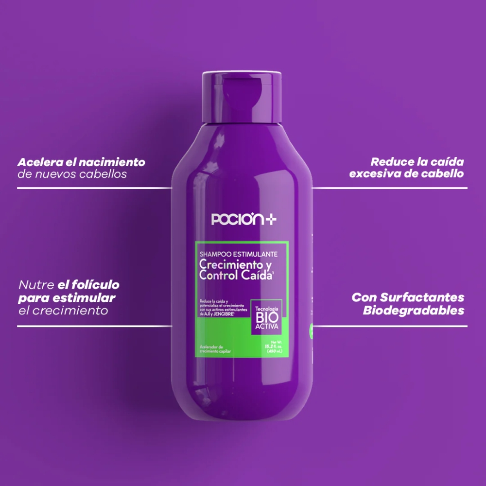 Shampoo Crecimiento Y Control Caida La Poción X 450 ml – foto 2